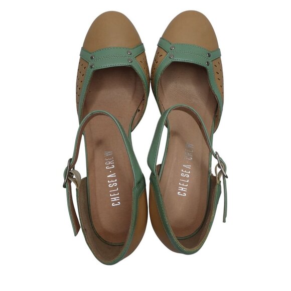 Chelsea Crew Zest Biege Green Retro Gatsby Pumps Heels Womens 39 US 8-8.5 - Picture 7 of 13